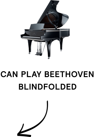 Image and text that reads "can play beethoven blindfolded"